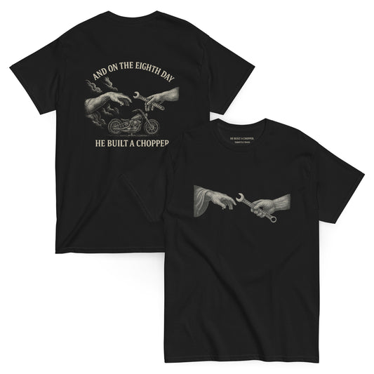 On The 8th Day tee detail — Throttle Trash Supply Co.