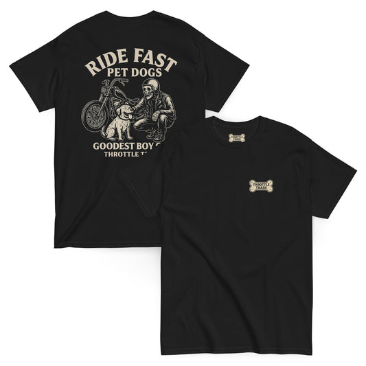 Goodest Boy Club tee detail — Throttle Trash Supply Co.