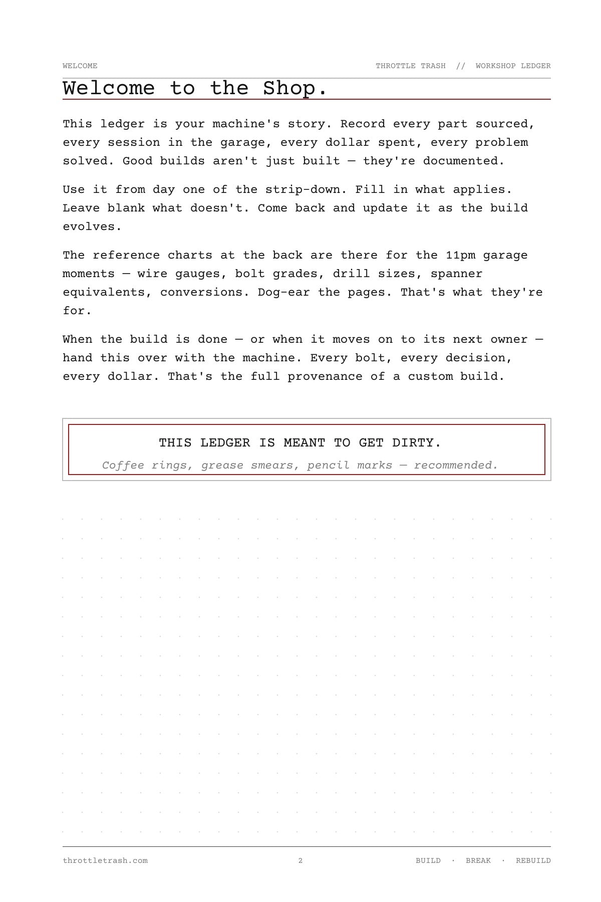 Welcome to the Shop — the philosophy behind the ledger